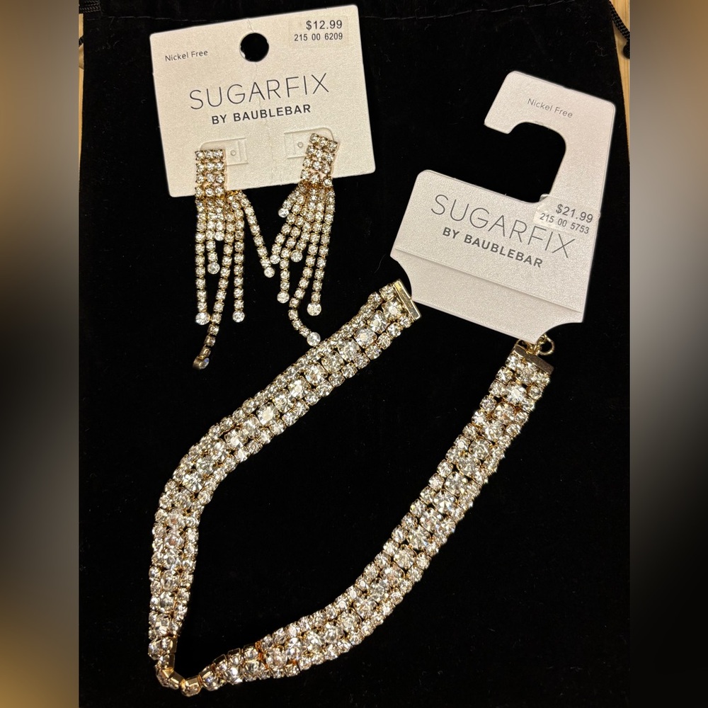 Sugarfix by Baublebar necklace and earring set gold/CZ